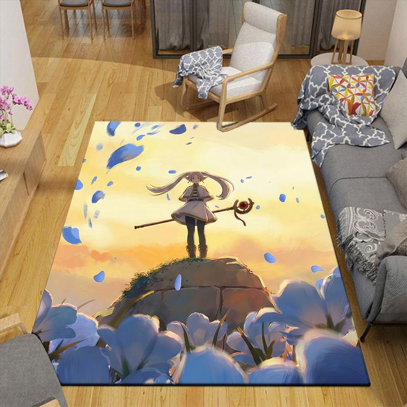Frieren3 Flannel Pattern Square Carpet,Area Rug,Carpet Rug for Living Room Bedroom Sofa Playroom Decor,Non-slip Floor Mat