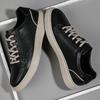 Fashion New Genuine Leather Casual Shoes For Men Basic Comfy Walking Sneakers Soft Comfy Lace-up Breathable Solid Skateboard Men's Shoes