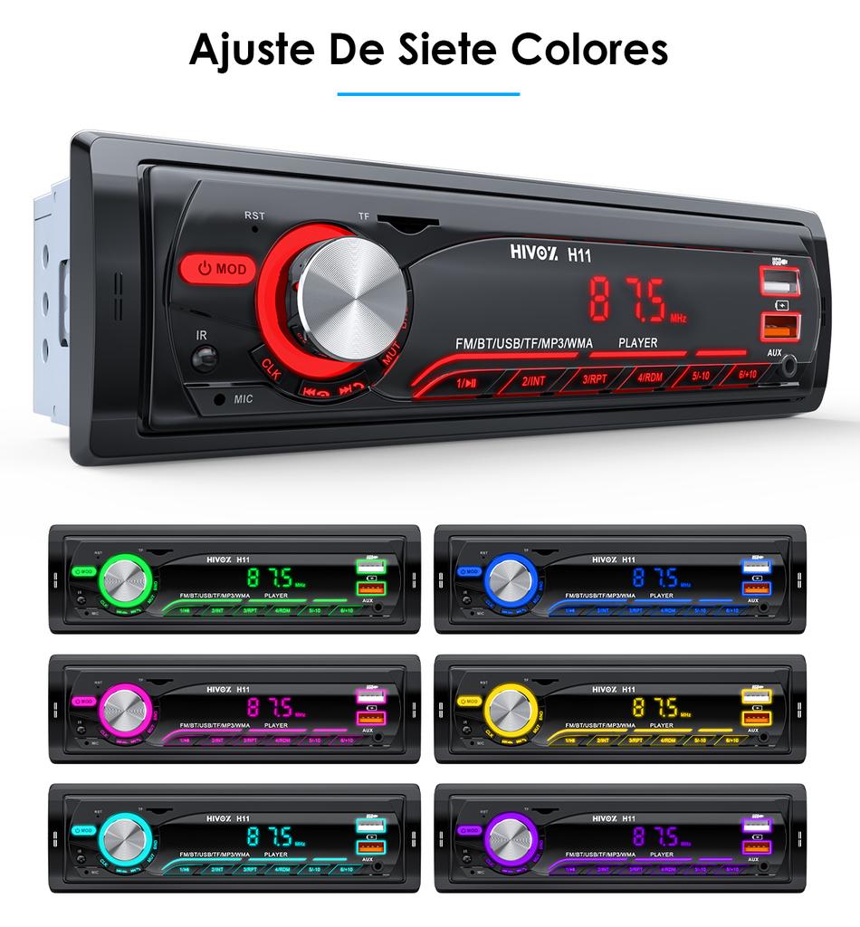 HIVOZ Автомобильное 1din Аудио Радио Bluetooth Стерео MP3-плеер FM-приемник 12В Поддержка зарядки телефона AUX/USB/TF-карта Встраиваемый комплект