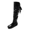 Plus-size 43 Women's Back Lace-up High Boots Women's Autumn Pleated Low Heel Knee-high Boots D506