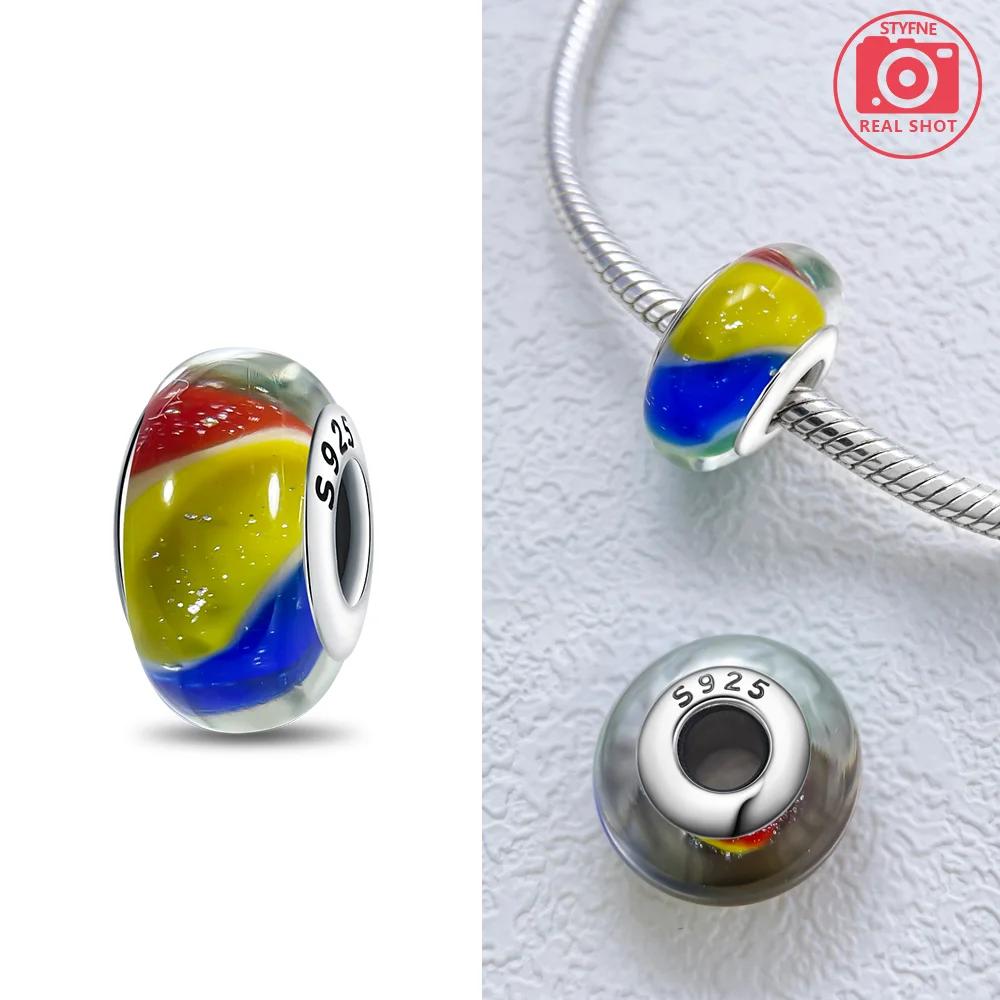 925 Silver Bracelet Women DIY Gift Murano Jewelry with Flower Blue Star Green Turtle Glass Beads