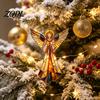 Durable Christmas Tree Embellishments Stained Glass Style Angel Ornament, 2D Acrylic Hanging Festive Winter Home Decor Decoration with Gold