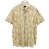 Bird Pattern Short Sleeve Cotton Shirt M Khaki Beige Men's Used