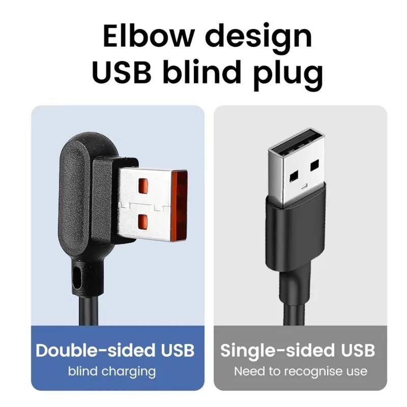 6A USB на Type C Кабель для быстрой зарядки Короткий пружинный кабель Угловой 90° Кабель для передачи данных USB C для Samsung Huawei Xiaomi Провод для зарядки телефона