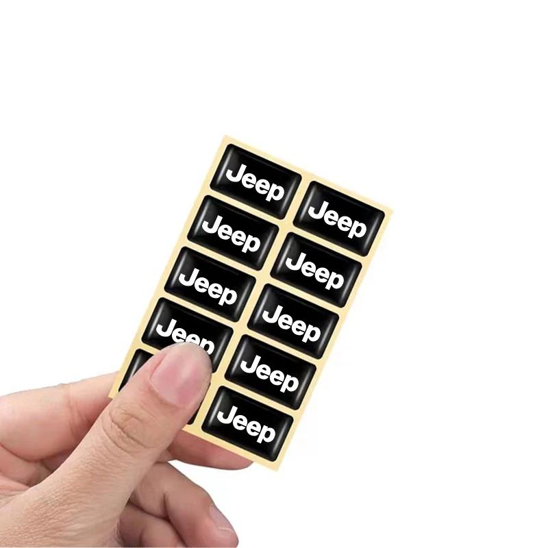 For Jeep 10Pcs 3D Styling Steering Wheel Sticker Accessories For Jeep Wrangler Grand Cherokee Avenger Compass Wagoneer Gladia