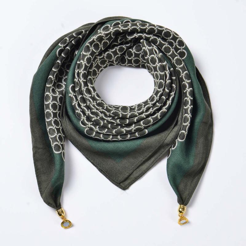 New Multi-functional Magnetic Velvet Neck Protection Small Scarf New Women's Four-season Warm Decoration Fashionable Small Square Scarf