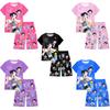 Kids Girls Anime Cartoon POP Singer Rumi Zoey Mira Printed Casual Short Sleeves T-shirt Shorts Pants Pajamas Sleepwear Sets