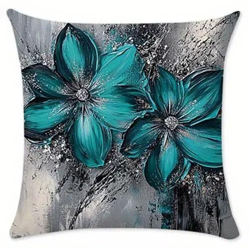 Abstract Blue Floral Pattern Pillow Covers Pattern Cushion Cover Suitable For Sofa Bedroom Car Pillow Cover