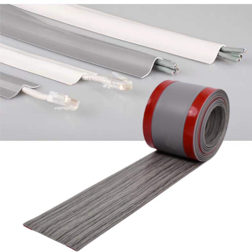 1 Roll 118.11inch Self-Adhesive Long Cable Protector, TV Cable Management Cord Hider Cord, Floor Cable Cover for Office Cable Ma