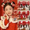 Princess New Year Bow Hairpins Red Girls Hanfu Headwear Sweet Children's New Year Hairpin Kids
