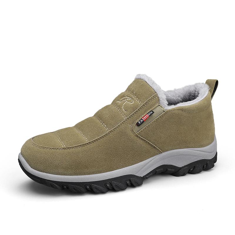 Мужские повседневные ботильоны слипоны Теплый мех Удобные кроссовки Нескользящие Ботас Мужская обувь Зимние сапоги для снега
