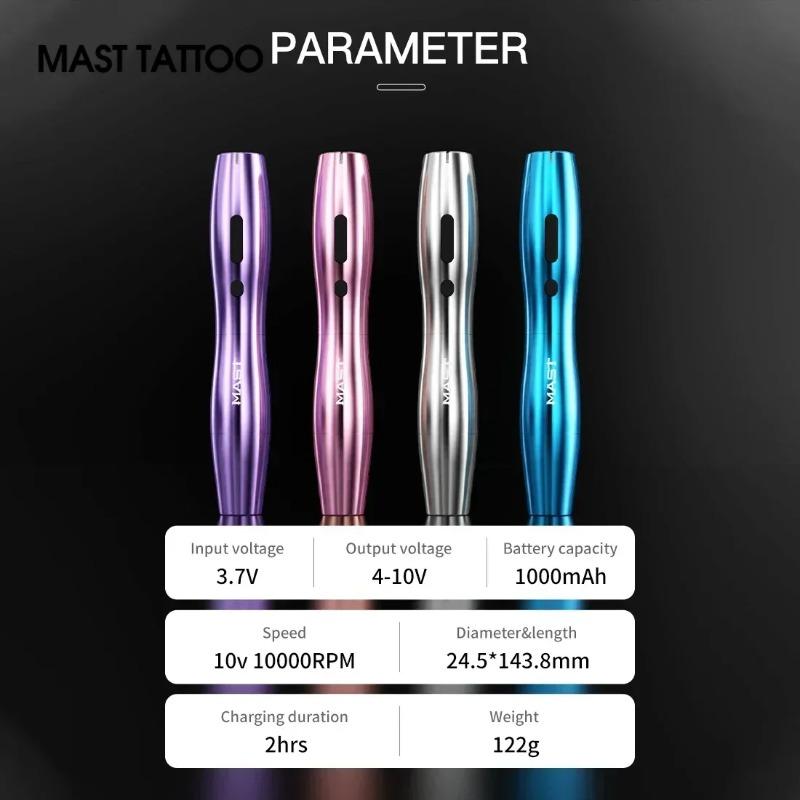 Беспроводной аппарат Mast Tattoo-P20 - 2 аккумулятора по 2400 мАч, непрерывный ход иглы 2,5 мм, функции SMP/тату/макияжа с пультом дистанционного управления, новый дизайн