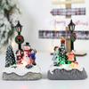 LED Resin Statue Christmas Tree Decoration Micro Landscape Resin Statue Decoration Santa Claus Pine Needle Snow Holiday Gift