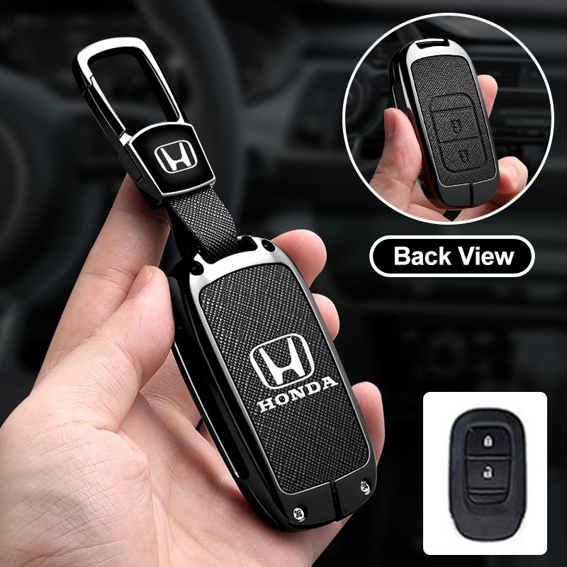 JRBX4 Leather Car Remote Key Case Cover Protector Key 2/3/4 Buttons Shell Fob Keychain For Honda Civic Accord HR-V CR-V CRV 2022 2023