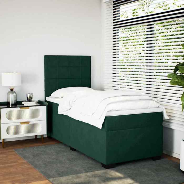 Maison Exclusive - Sommier à lattes de lit et matelas Vert foncé 80x200 cm Velours
