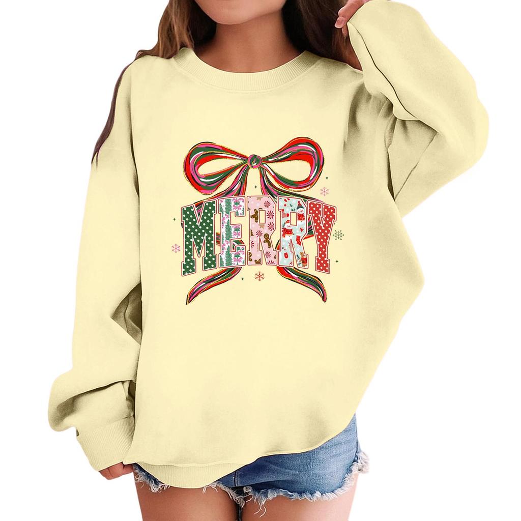 Children's Fashionable Casual Long-sleeved Loose Christmas Print Pullover Sweatshirt