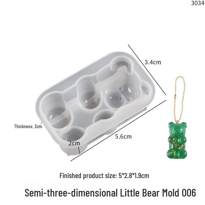 Poppy Drop Resin Mirror Little Bear, Rabbit, Mouse Silicone Mold for DIY Keychain Pendant