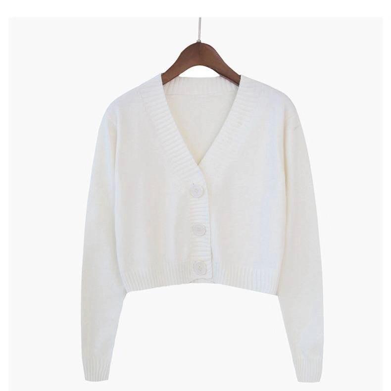 Women's V-neck Knitted Cardigans Sweater Female Casual All-match Short Cardigans Korean Style Sweater