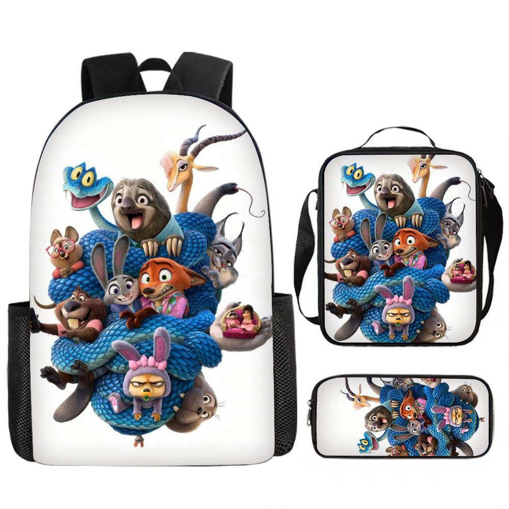 Zootopia 2 Casual Backpack Set, Student Cartoon Single-Layer Pencil Case Three-Piece Set 0197 KTB