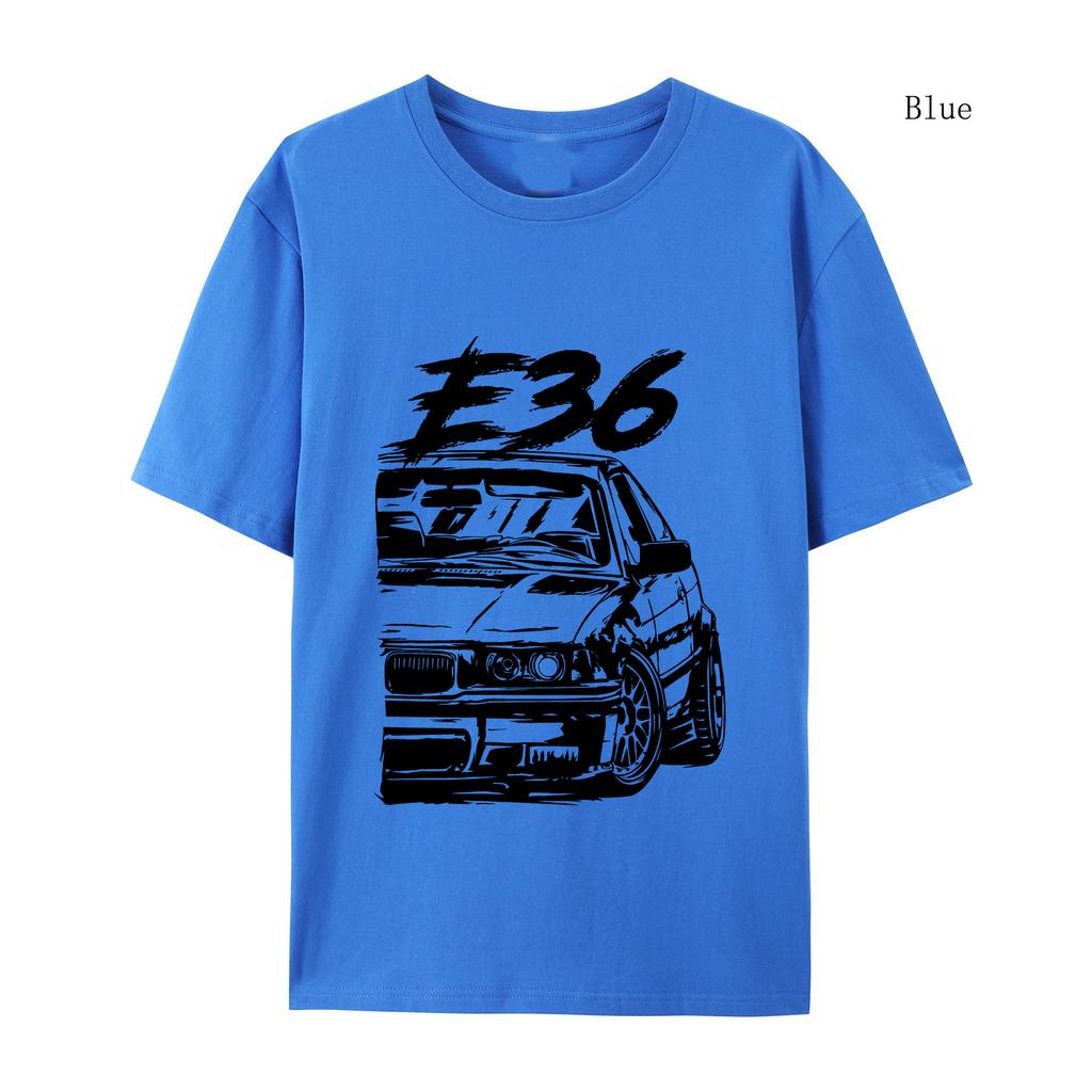 Футболка E36 Высококачественные футболки E36 Летние свободные футболки с коротким рукавом Хлопковые свободные уличные топы