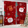 Santa Claus Snowman and Snowflake Red Print Curtains, Bedroom, Living Room, Kitchen, Holiday Party, Decorative, 2 Pcs