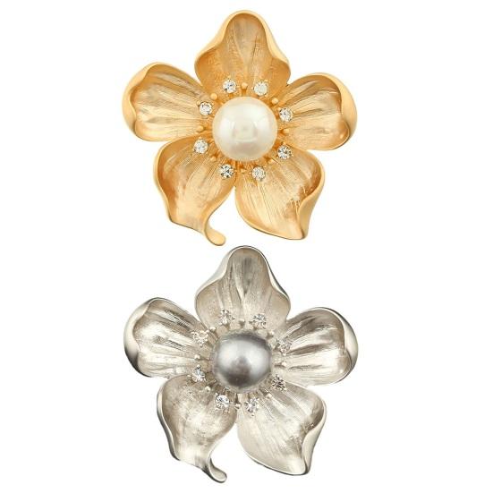Брошь в стиле ретро с цветком и сверкающими стразами, нержавеющая, устойчивая к коррозии, дизайнерская брошь из искусственного жемчуга, булавка, ювелирный аксессуар
