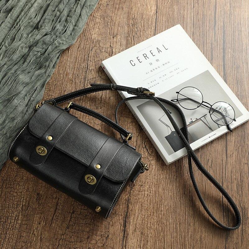 Johnature Винтажная женская сумка-мессенджер из натуральной коровьей кожи, сумка ручной работы для отдыха, однотонные сумки на плечо