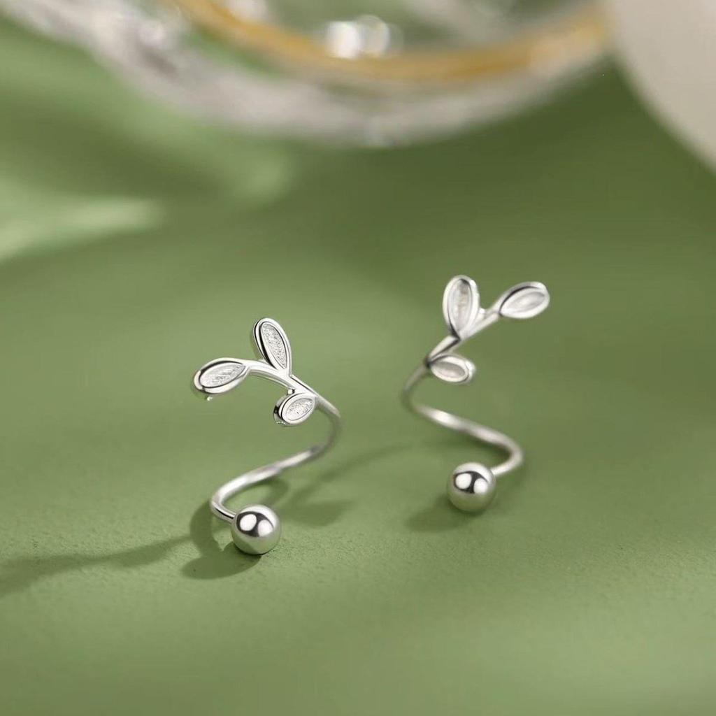 Серьги-пусеты в виде листа из стерлингового серебра 925 пробы | Женские, Премиум, Издание 2025