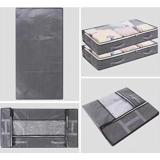 Foldable Underbed Storage Bag with Reinforced Handle Portable Large Capacity Clothes Quilt Bag Dustproof Organizer