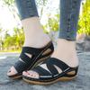 Ladies Shoes On Sale 2024 Brand Summer Women's Slippers Outdoor Solid Open Toe Mid Heel Concise Large Size Roman Shoes Women
