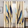 3D Современный дизайн перьевых штор Золотисто-голубой цвет Перьевые шторы 2 панели Гостиная Спальня Балкон Декор