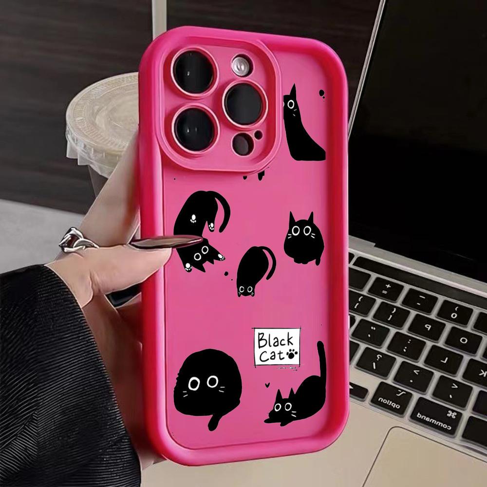 LZ11 cat милый художественный дизайн силиконовый чехол для телефона iPhone 11 13 14 15 16 Pro Max 7 8 16 Plus 12 mini XS Max XR противоударный задний чехол