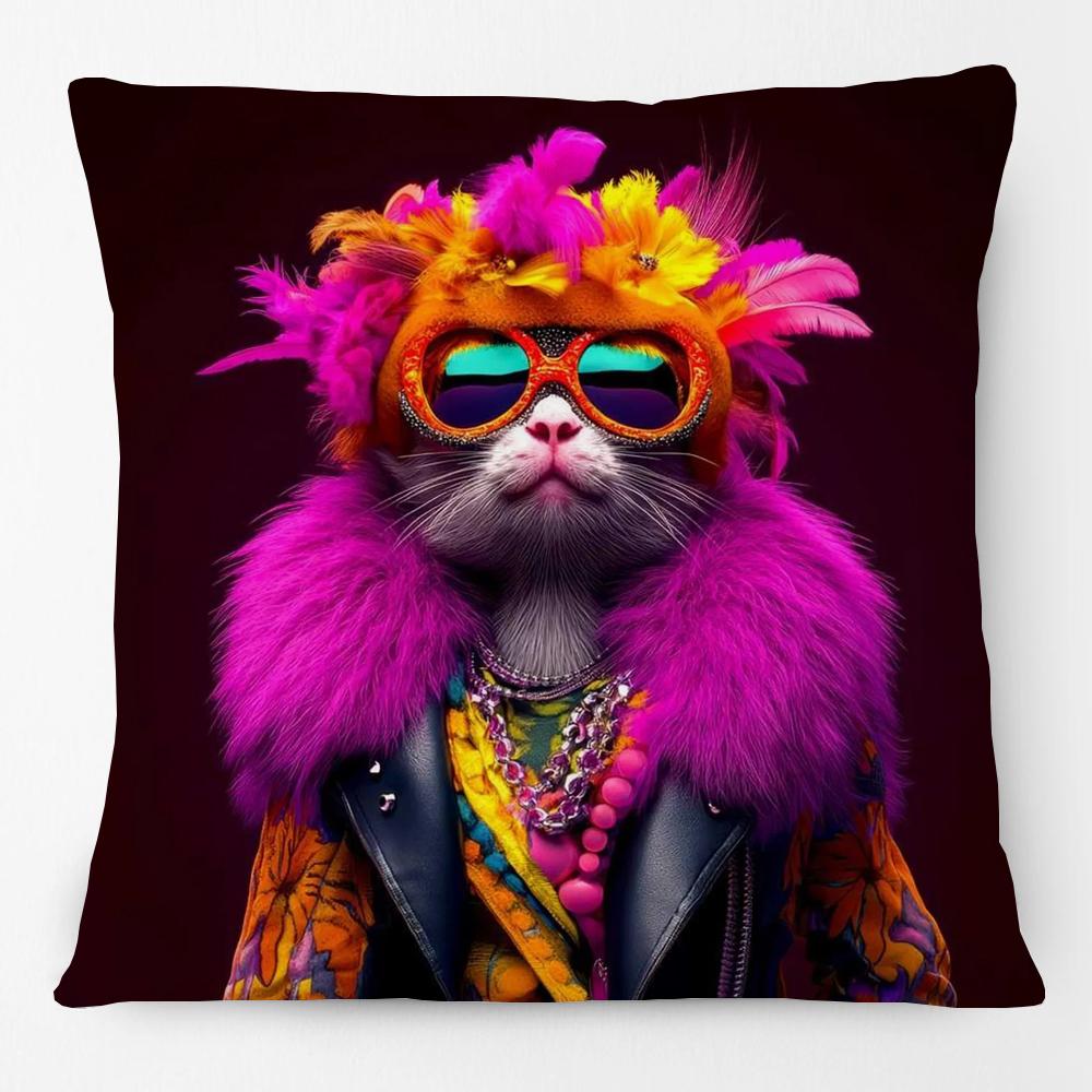 European Fashion Dog with Glasses Poodle Schnauzer Animals Portrait Poster Cushion Covers Pillowcase for Sofa