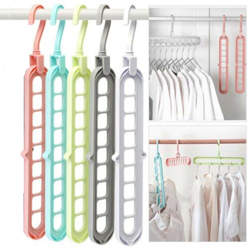 Space Saving Magic Clothes Hangers Closet Organizer Multi-Functional Storage Hanger 9 Hole Hanger