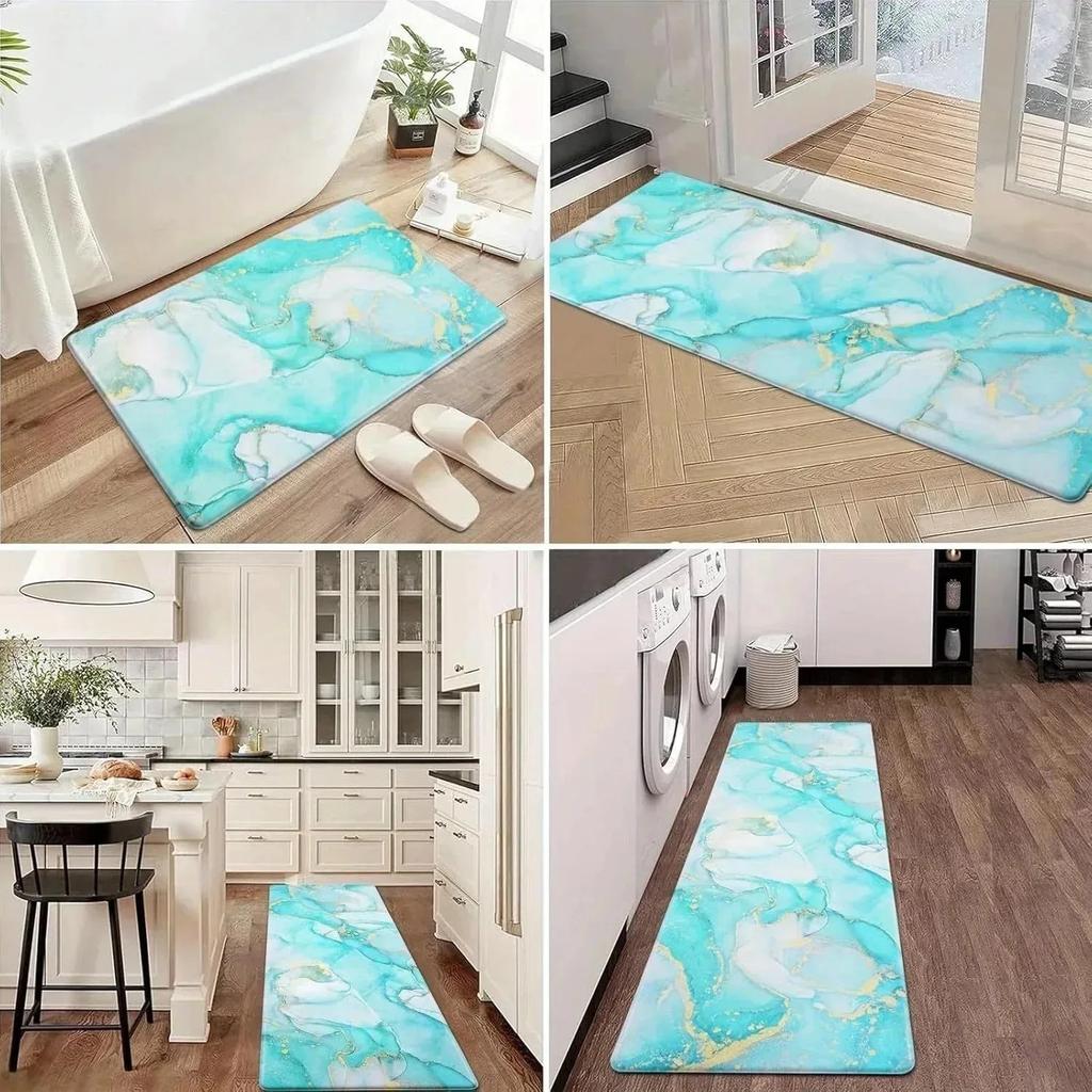 1PC Cowhide Pattern Kitchen Rug Non-Slip Door Mats Pop design Bathroom Rug Bath Mat Carpet for Home Sink Laundry Decor