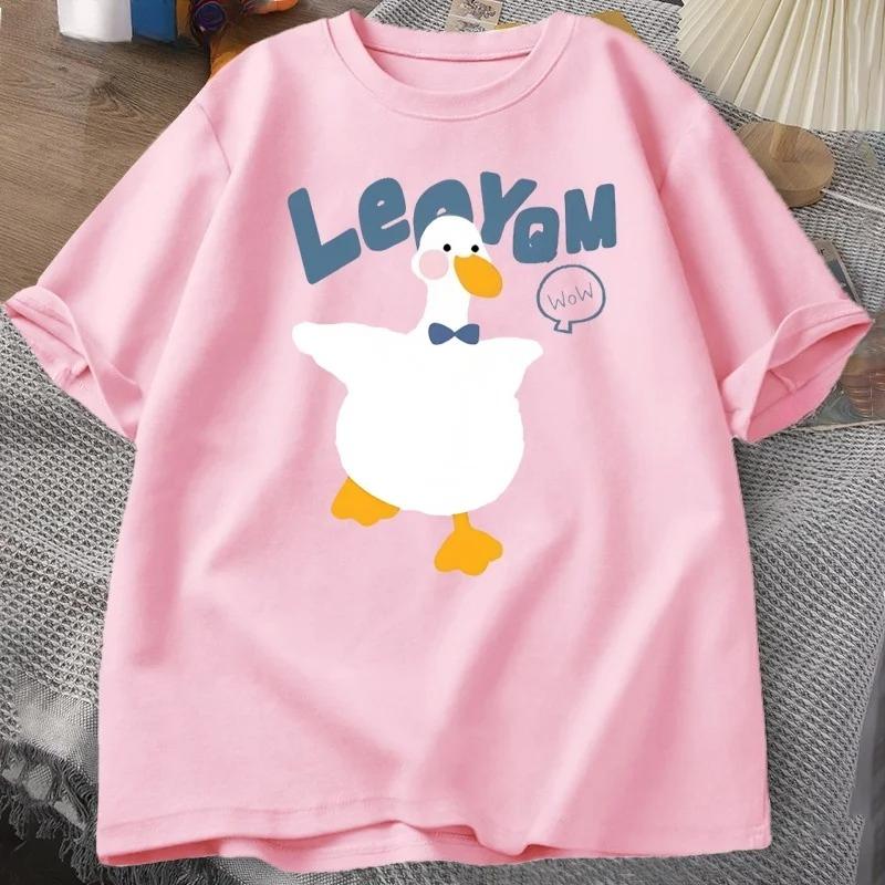 Забавная футболка с уткой Летняя футболка с коротким рукавом Женская футболка с коротким рукавом Модная с круглым вырезом Повседневный топ Уличная одежда