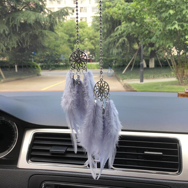 Mini Dream Catcher Car Interior Rearview Mirror Hangings Car Charms Pendant Double Wind Chimes Car Decor Accessories Multi Color