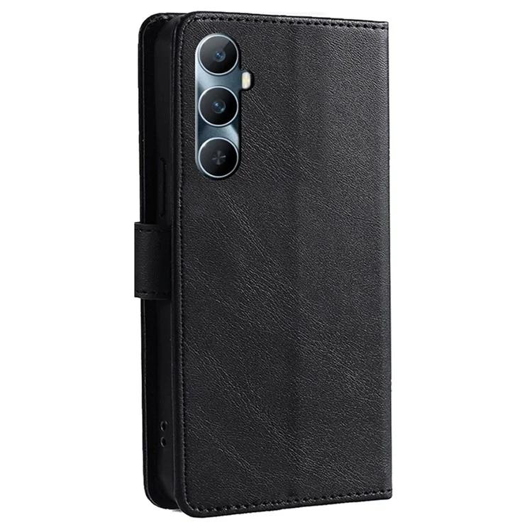 Для Realme C65 4G Чехол Для Телефона С Магнитной Застежкой Искусственная Кожа + Чехол ТПУ С Подставкой Для Кошелька - Черный