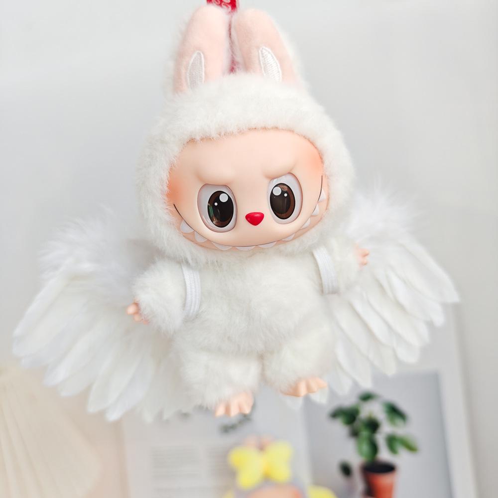 17cm Labubu Macaron Vinyl Blind Box Figure with Angel Feather Wings