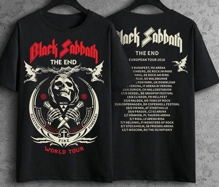 Black Sabbath The End World Tour Футболка с принтом с обеих сторон Подарок для фанатов Размеры S-4XL Высококачественная Роскошная Для мужчин и женщин Топ