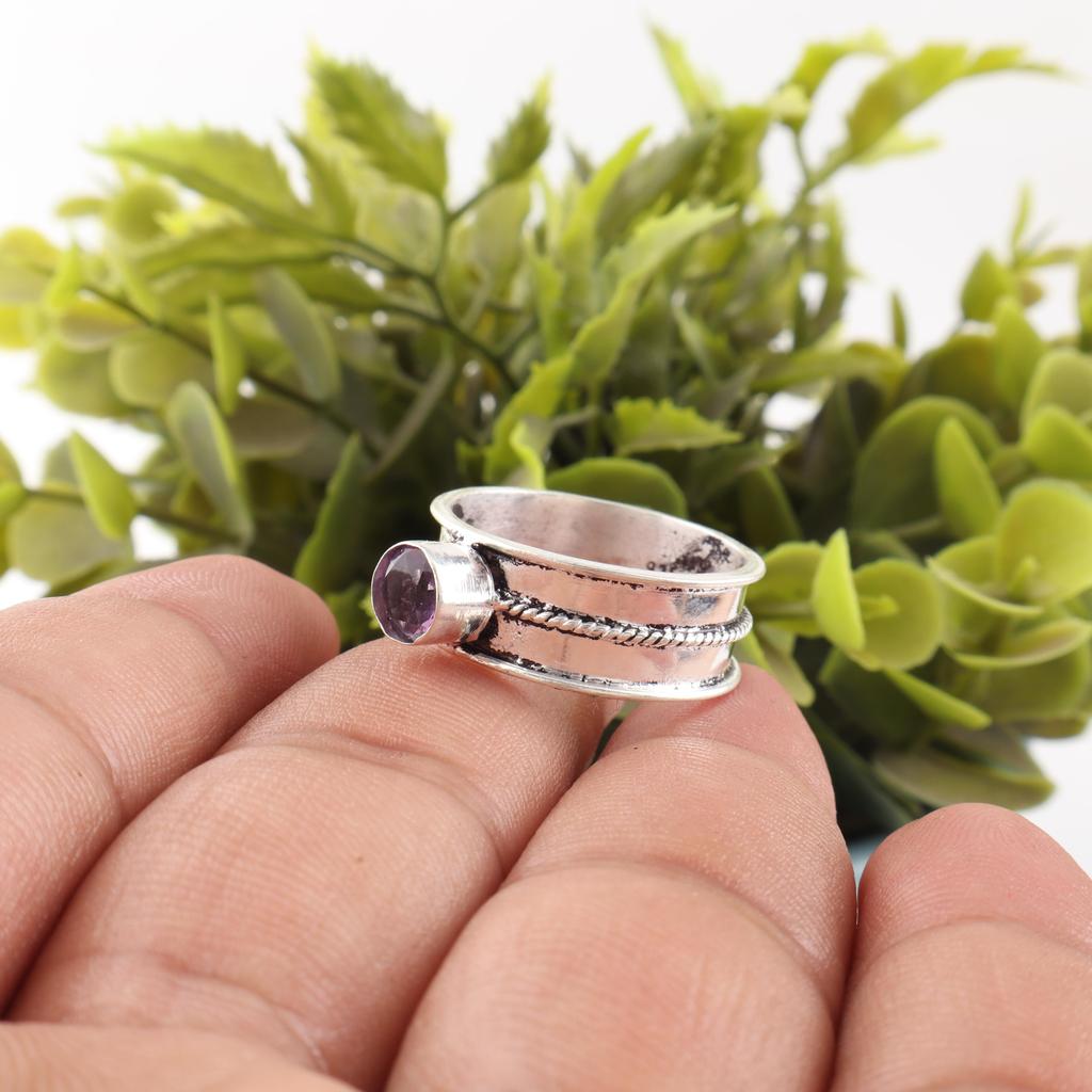 Замечательные украшения из серебра с африканским аметистом, Удивительное серебряное кольцо ручной работы, Кольцо из стерлингового серебра 925 пробы, Подарок для католиков