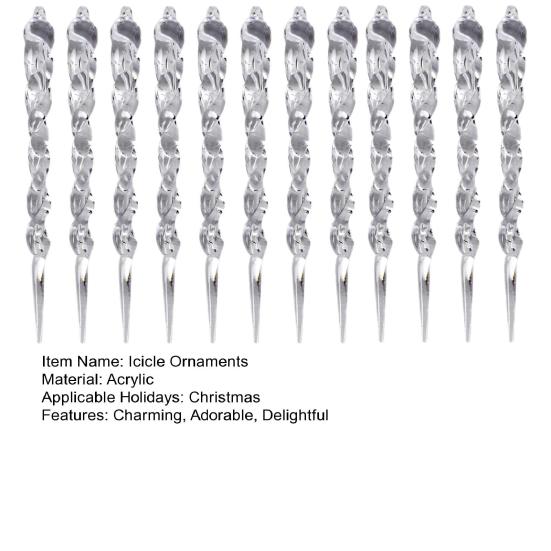 12 Pcs Acrylic Icicles Christmas Ornaments Clear Crystal Icicle Christmas Tree Hanging Decorations for Xmas New Year Holiday Wedding Party Decor