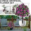 2pcs Faux Outdoor Plants Fake Plants Artificial Flowers Topiary Balls with Ground Spike for Home Front Porch Patio Garden Decor