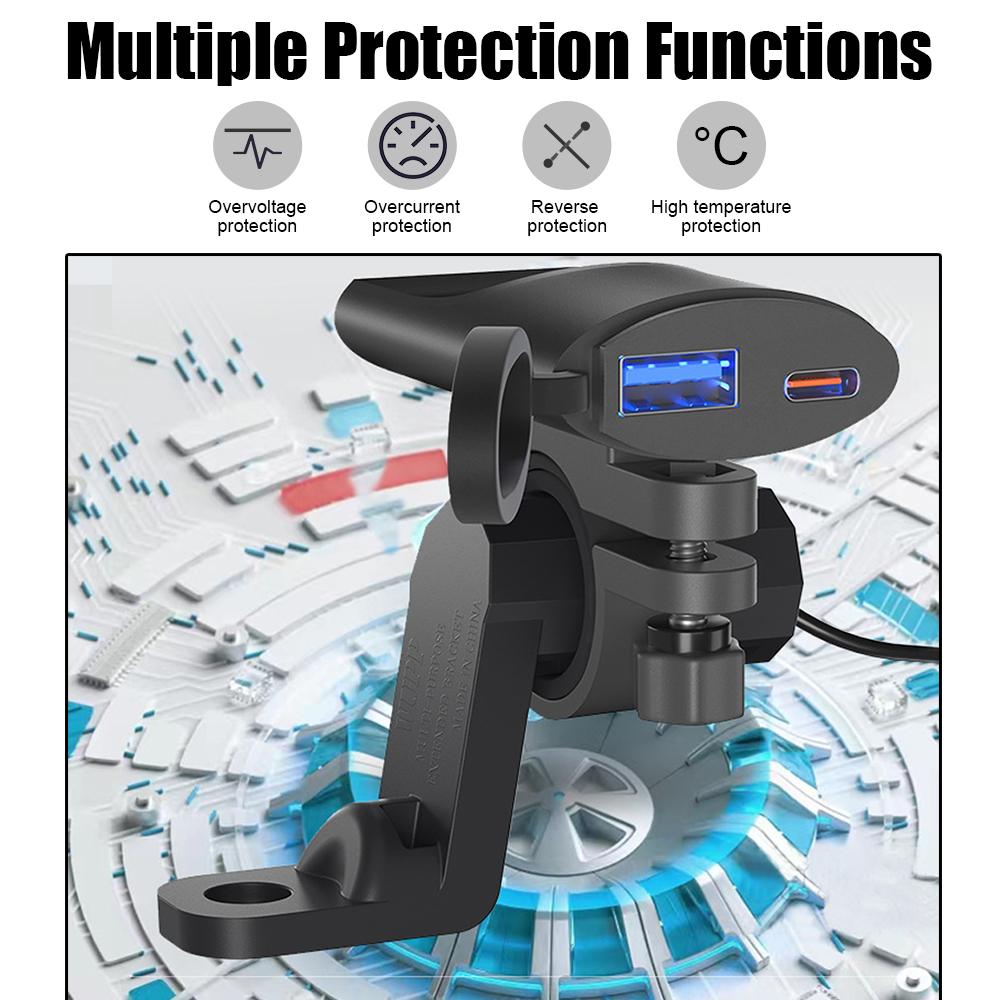 24 В 12 В USB зарядные устройства мотоциклетный адаптер питания 30 Вт QC 3.0 USB Type-C порты розетка электрический водонепроницаемый чехол аксессуары для мотоциклов