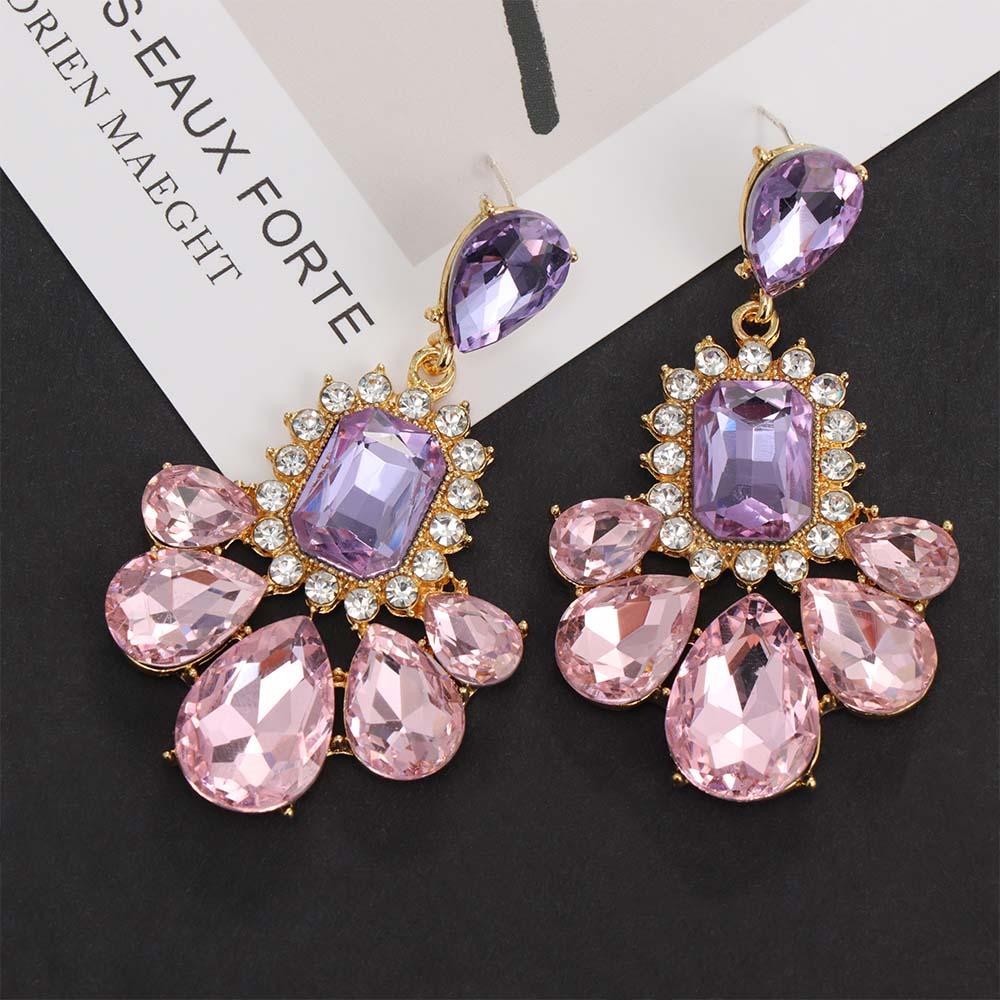 For Women Pendant Crystal Purple Rhinestone Dangle Earrings Drop Earrings Jewelry Stud Earrings