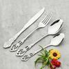 16Pcs Colorful Cutlery Set Vintage Hollow Tableware Stainless Steel Knife Fork Tea Spoon Dinnerware Set Wedding Party Silverware