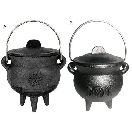 Горшок ведьмы на Хэллоуин с крышкой, термостойкий портативный мини-чугунный котел для благовоний, украшение для вечеринки