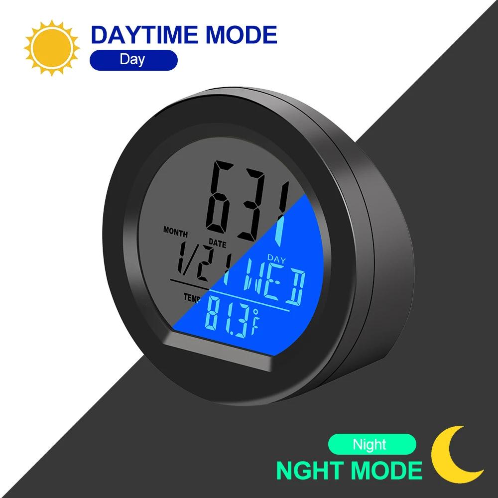Digital Car Temperature Clock with Motion Sensor - Dashboard Thermometer with Calendar Display, Auto-Dimming LED Screen (68mm)