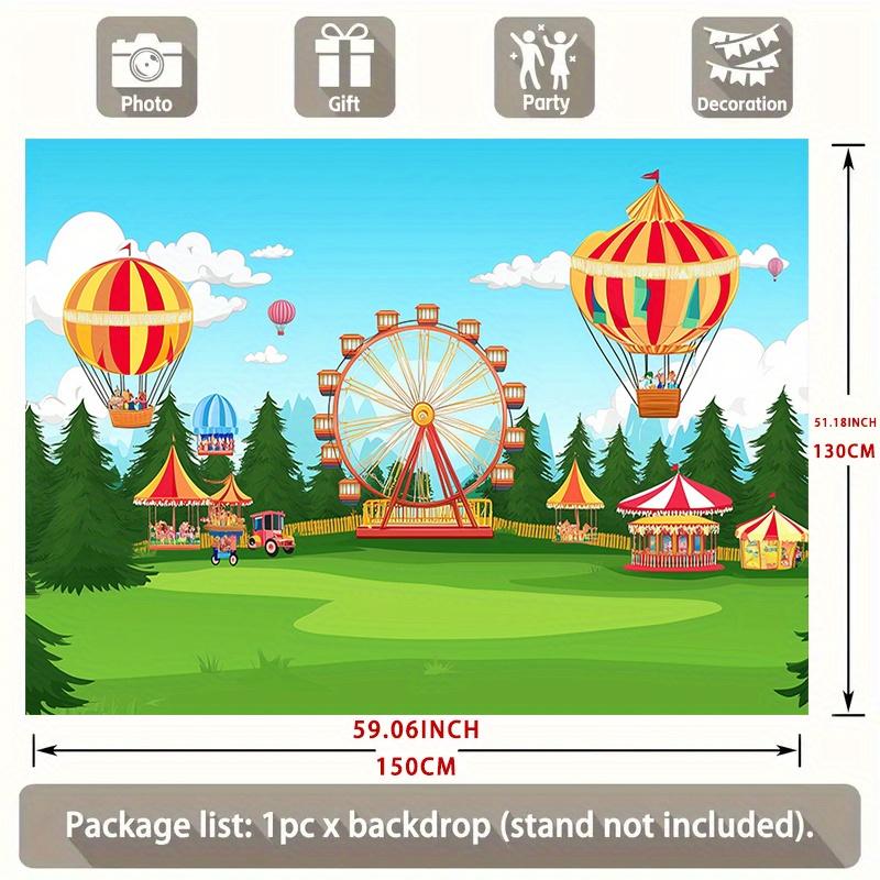 (Party banner) 1 piece Birthday celebration decoration Playground birthday party backdrop Carousel Flower car