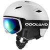 Odoland Ski Helmet Set with Snowboard Dial Size Glasses Double Spherical Impact UV and Size L Goggles, Helmet, Adjustment, Compatible, Lens,